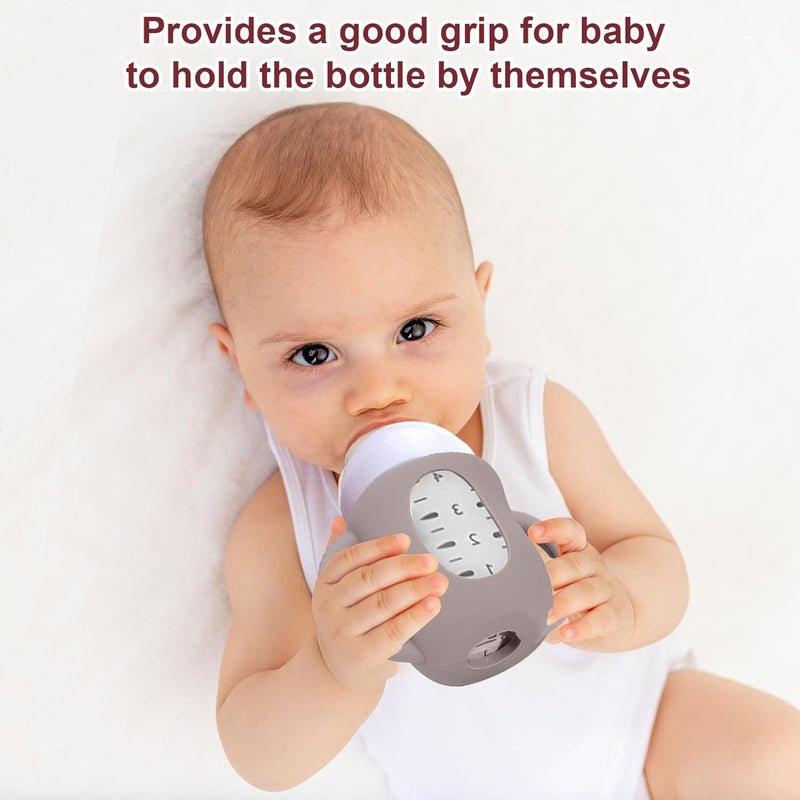 Juome Silicone Sleeves with Handles for Avent Natural Glass Baby Bottles - 3 Pack Anti Breakage Baby Bottle Holder for Philips Avent Glass Baby Bottle, Compatible with Phillips Avent Bottles 4oz - Image 3